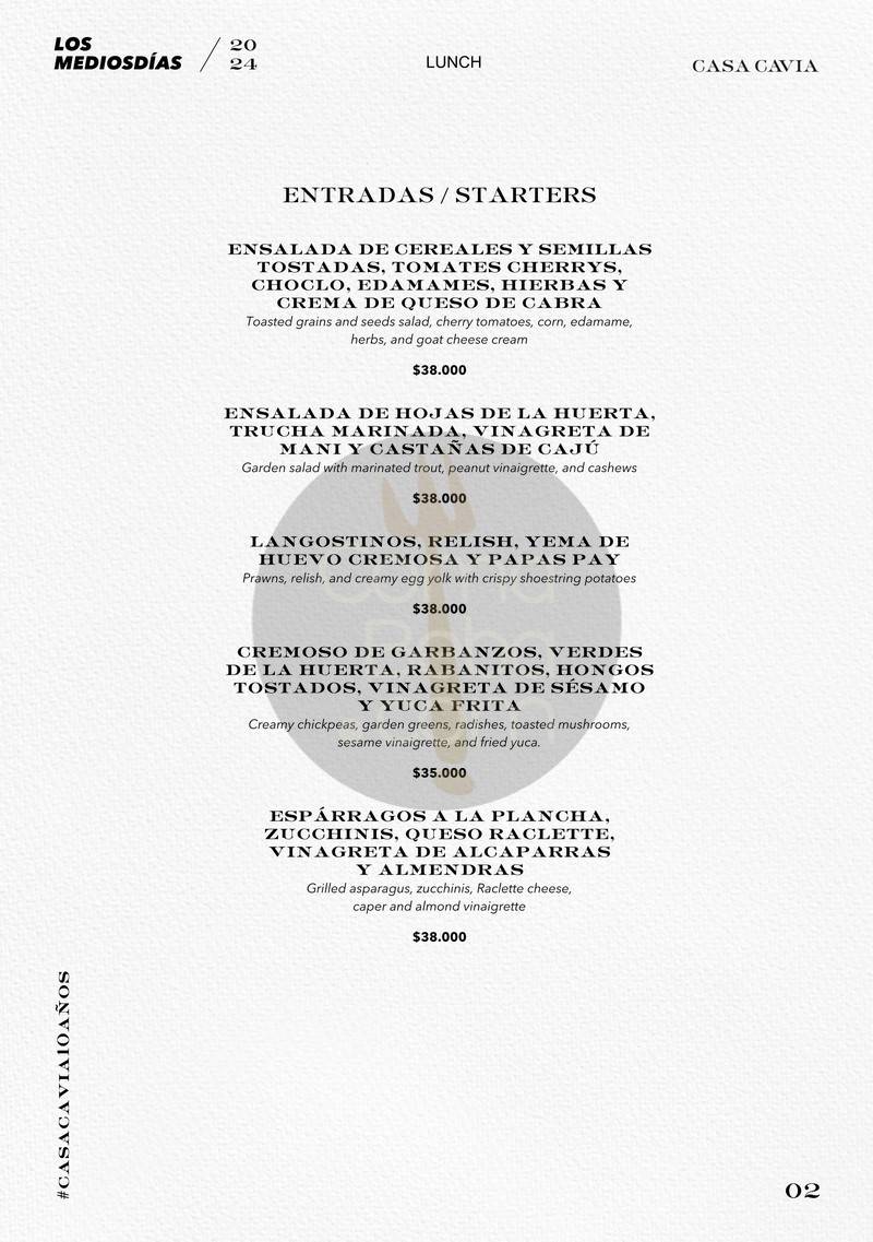 Casa Cavia Menu with Prices p2