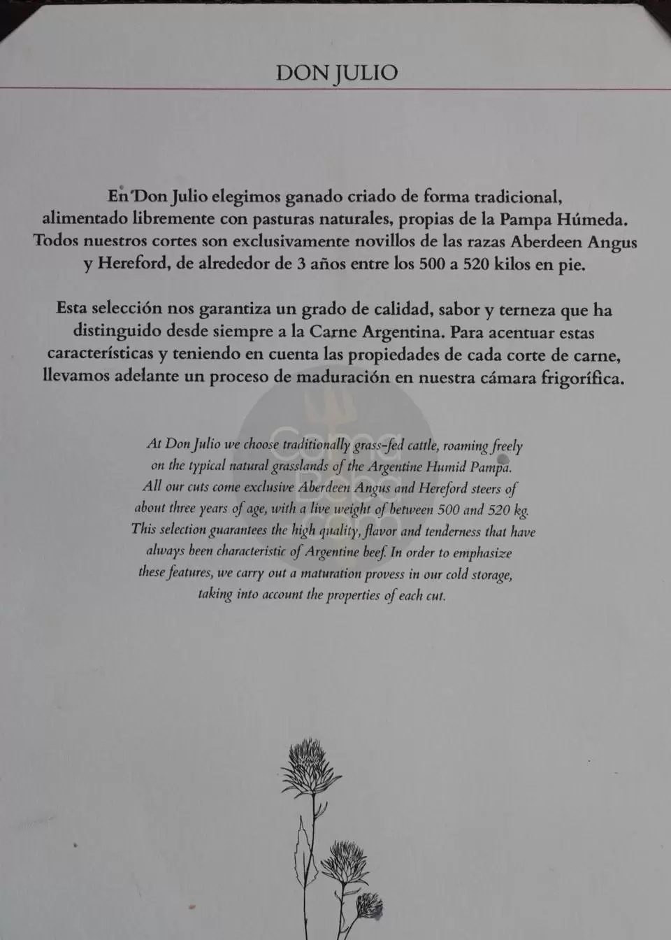Don Julio Carta con Precios