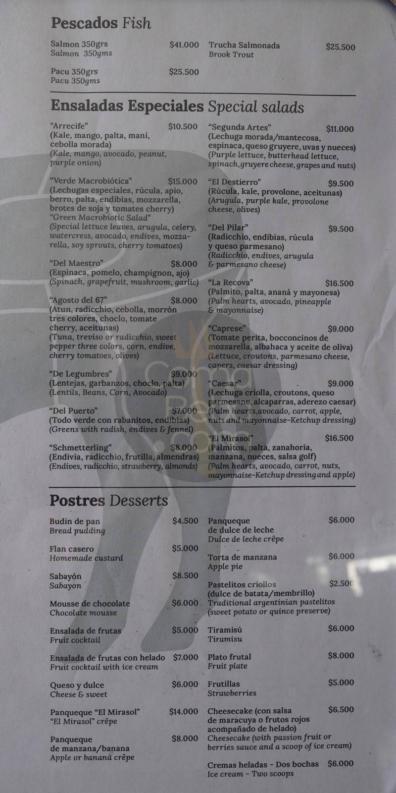 El Mirasol Carta con Precios p3