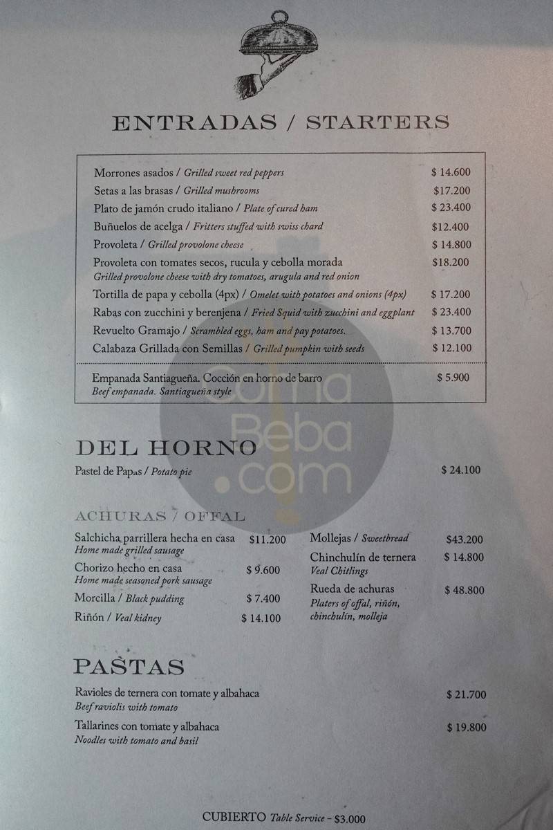 Fervor – Carta con precios p1