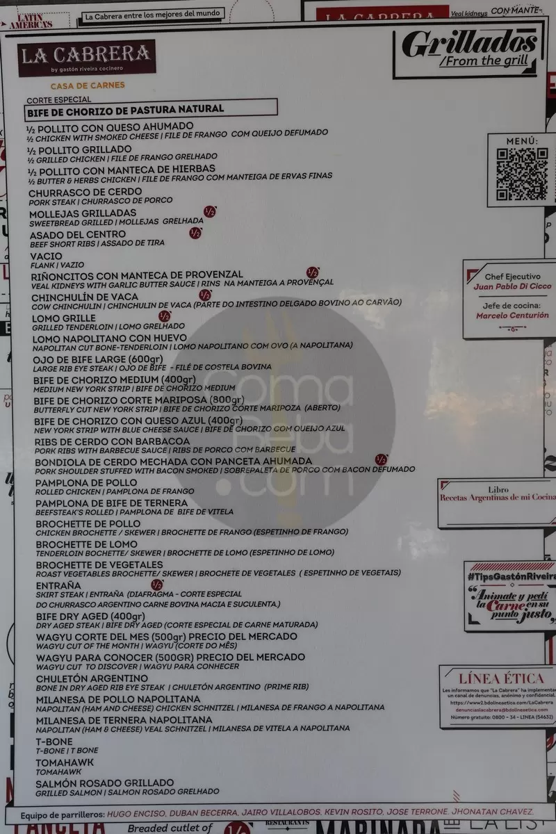 La Cabrera Menu with Prices p1