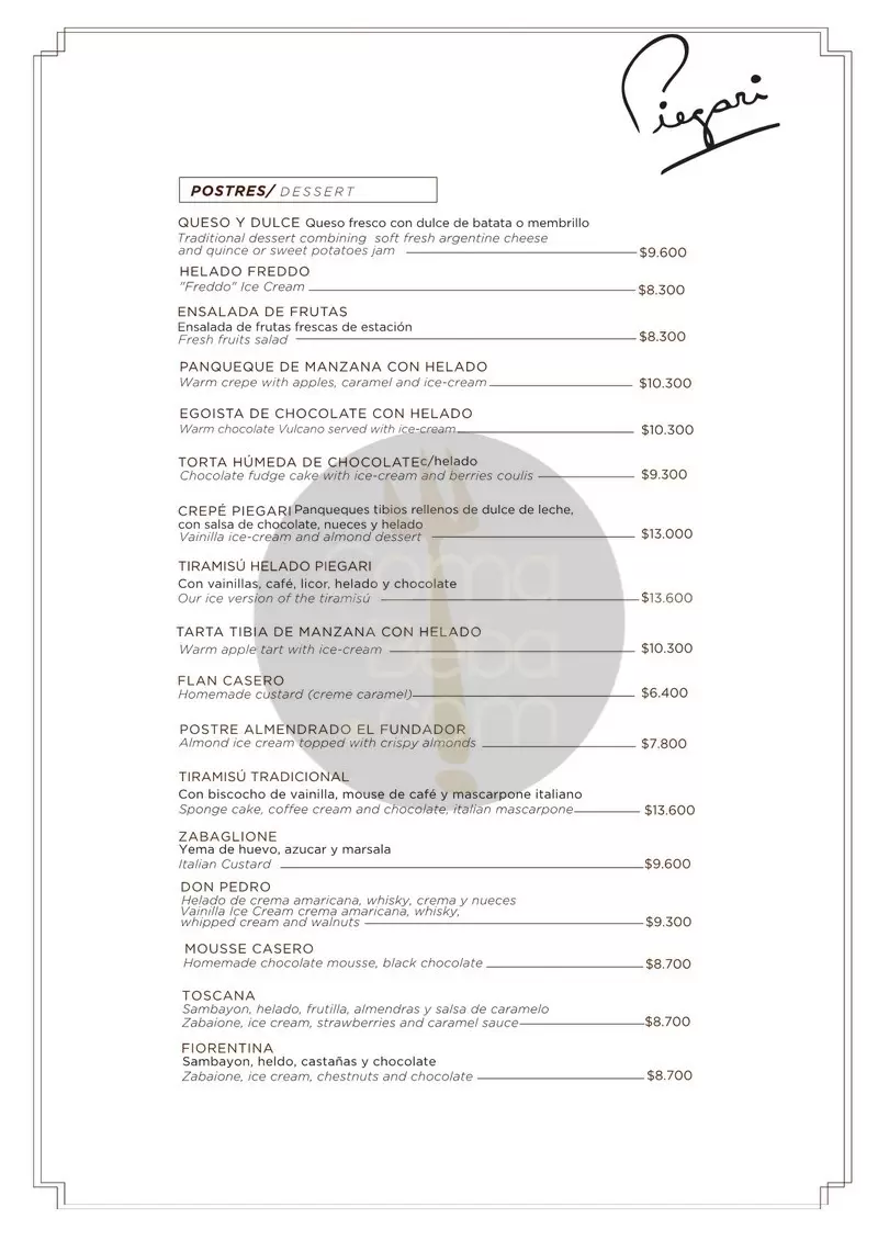 Piegari Carnes Menu with Prices p11