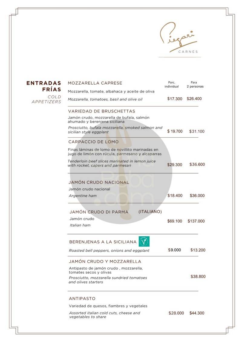 Piegari Carnes Menu with Prices p2