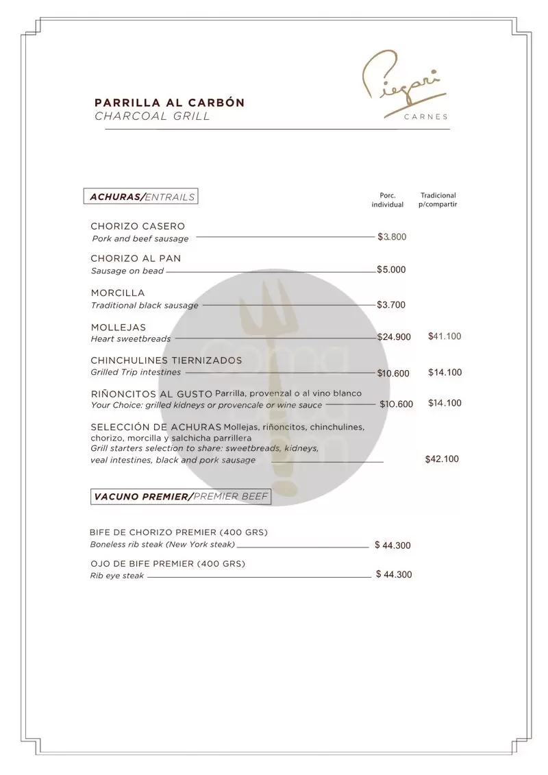 Piegari Carnes Menu with Prices p5