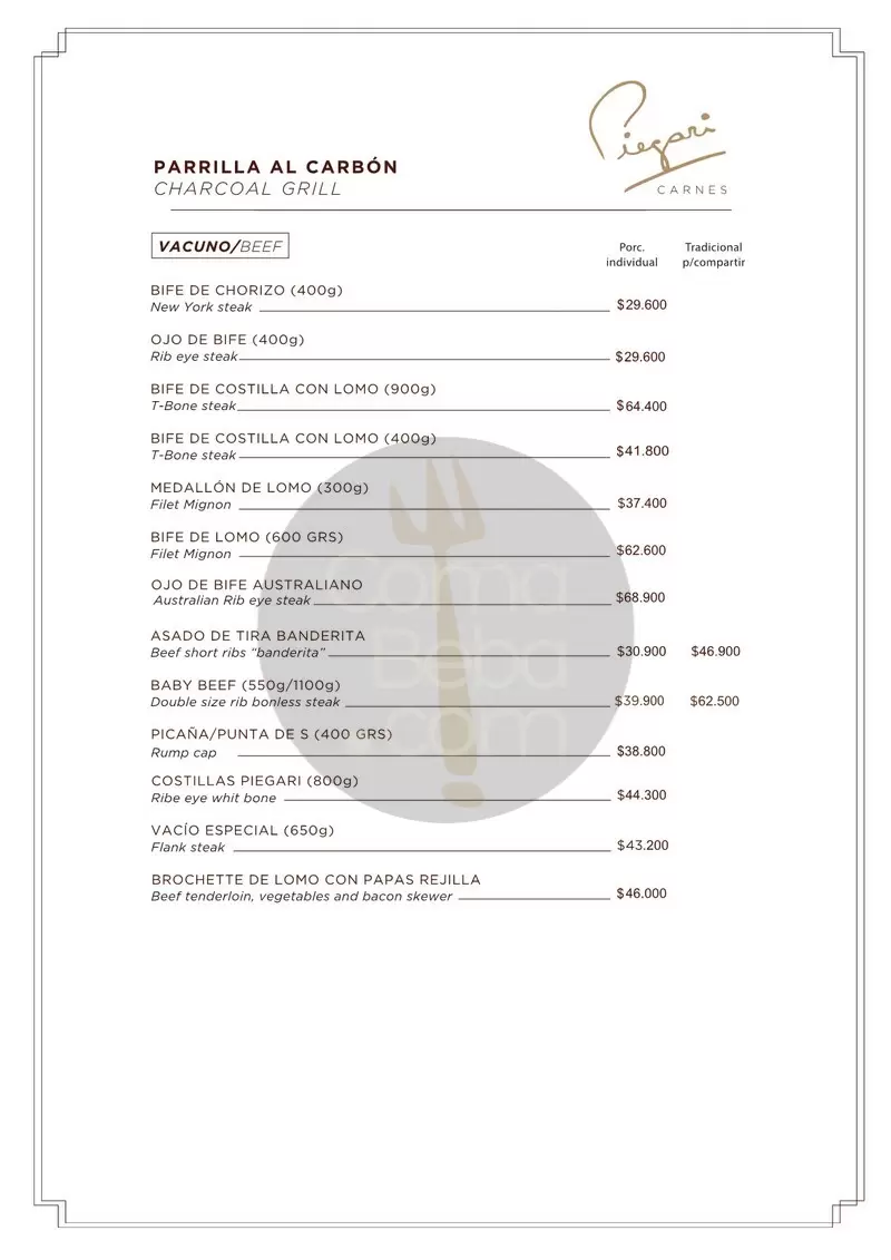 Piegari Carnes Menu with Prices p6
