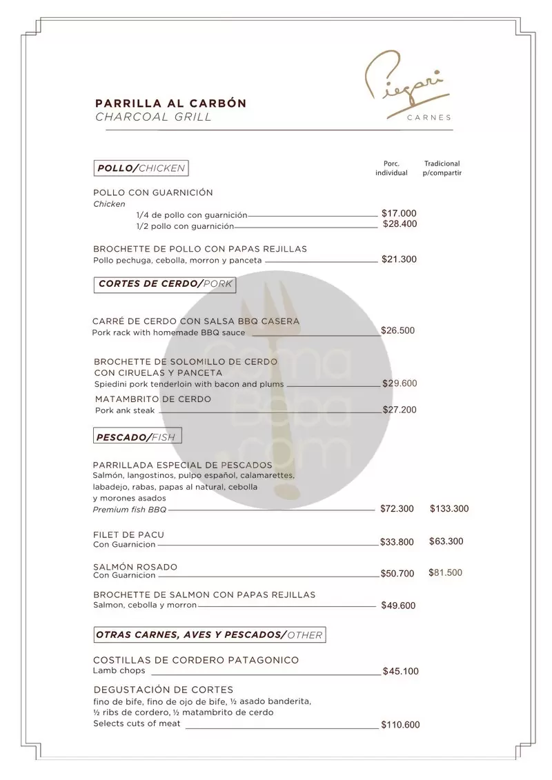 Piegari Carnes Menu with Prices p7