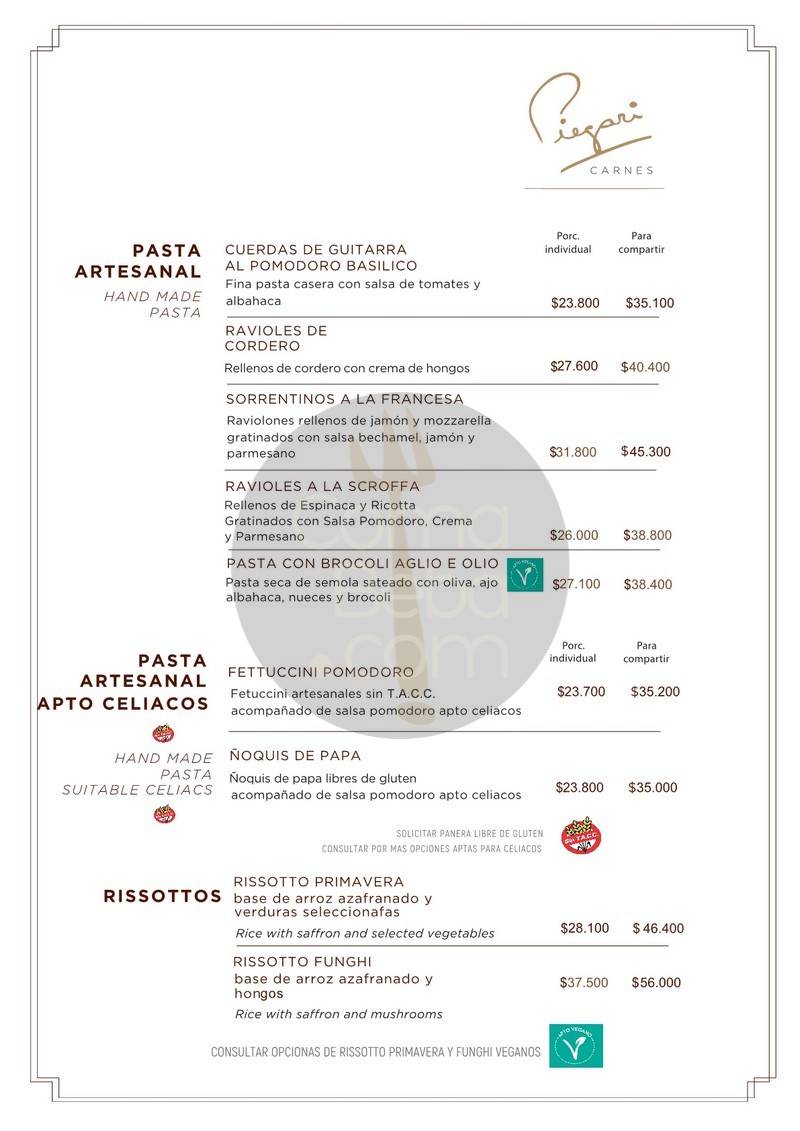 La carta con precios de Piegari Carnes p8