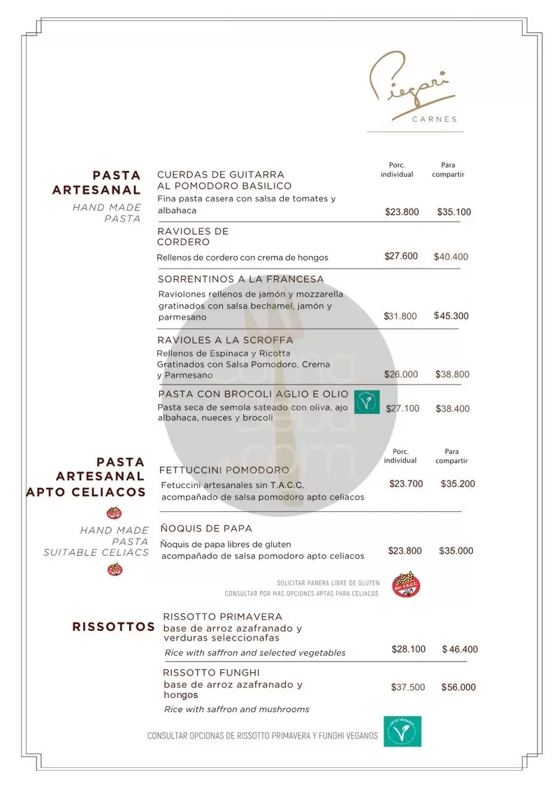 Piegari Carnes Menu with Prices p8