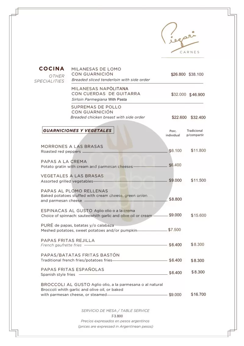 Piegari Carnes Menu with Prices p9