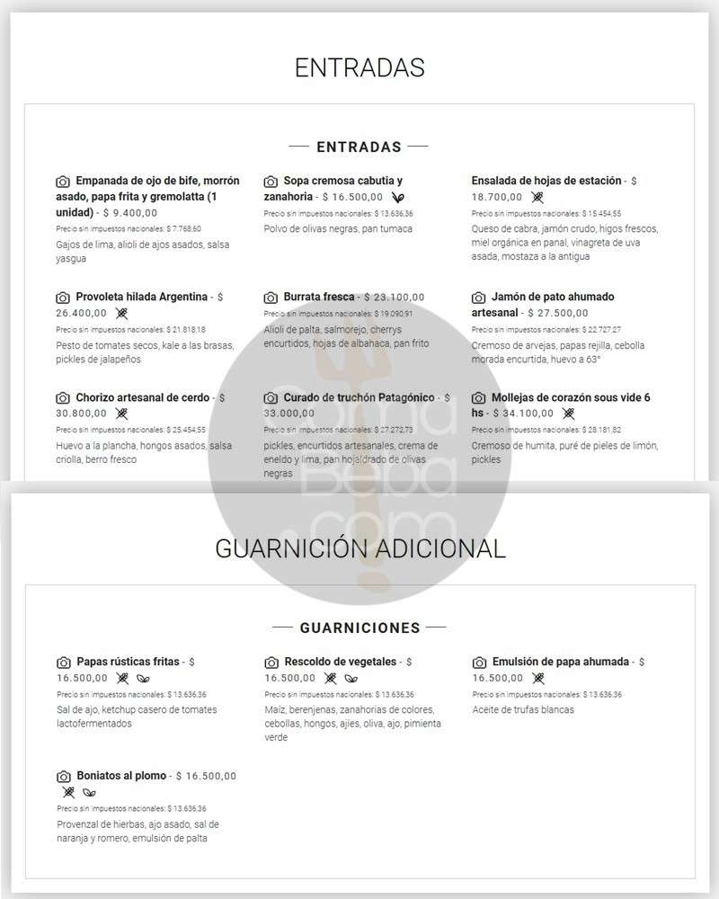 Alvear Grill – Menú con precios – Buenos Aires