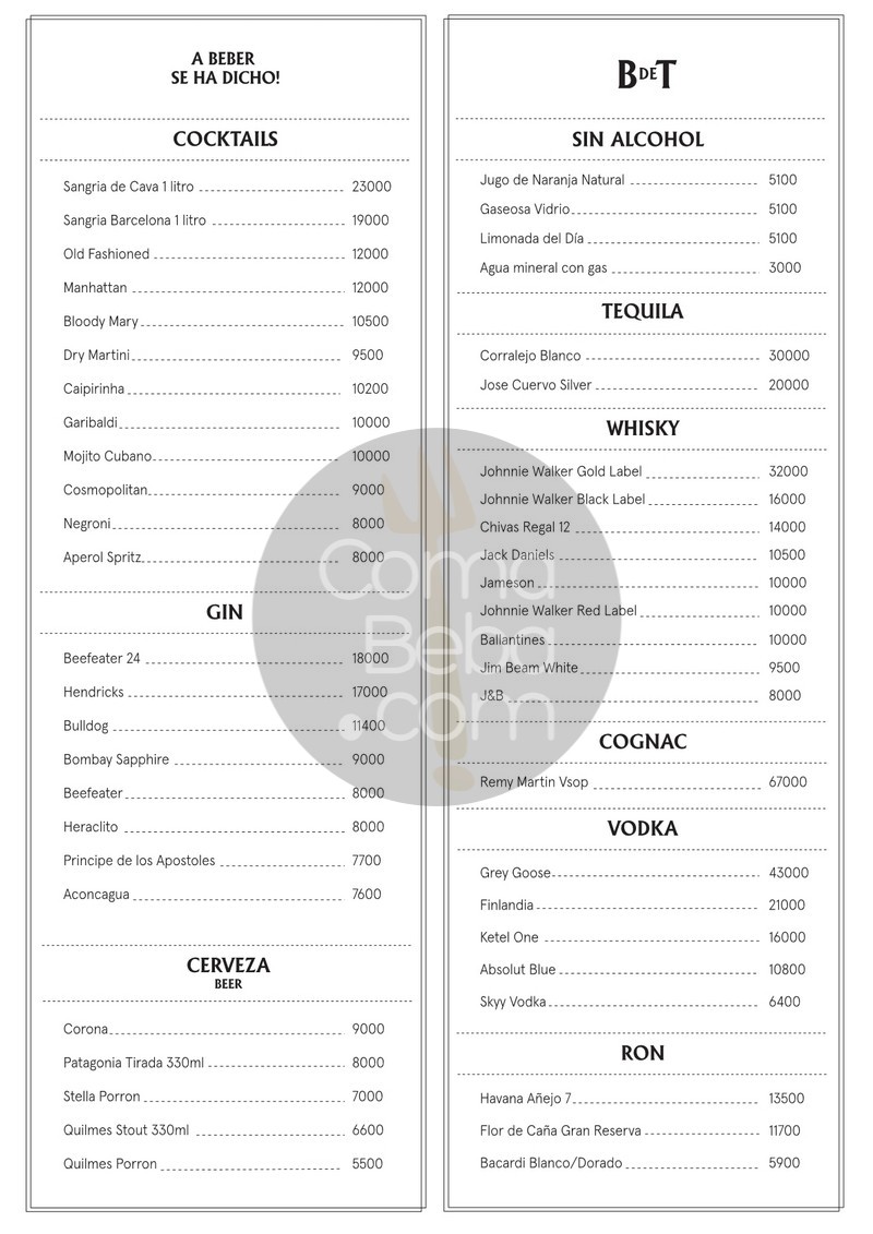 Boca de Toro Carta con Precios p4