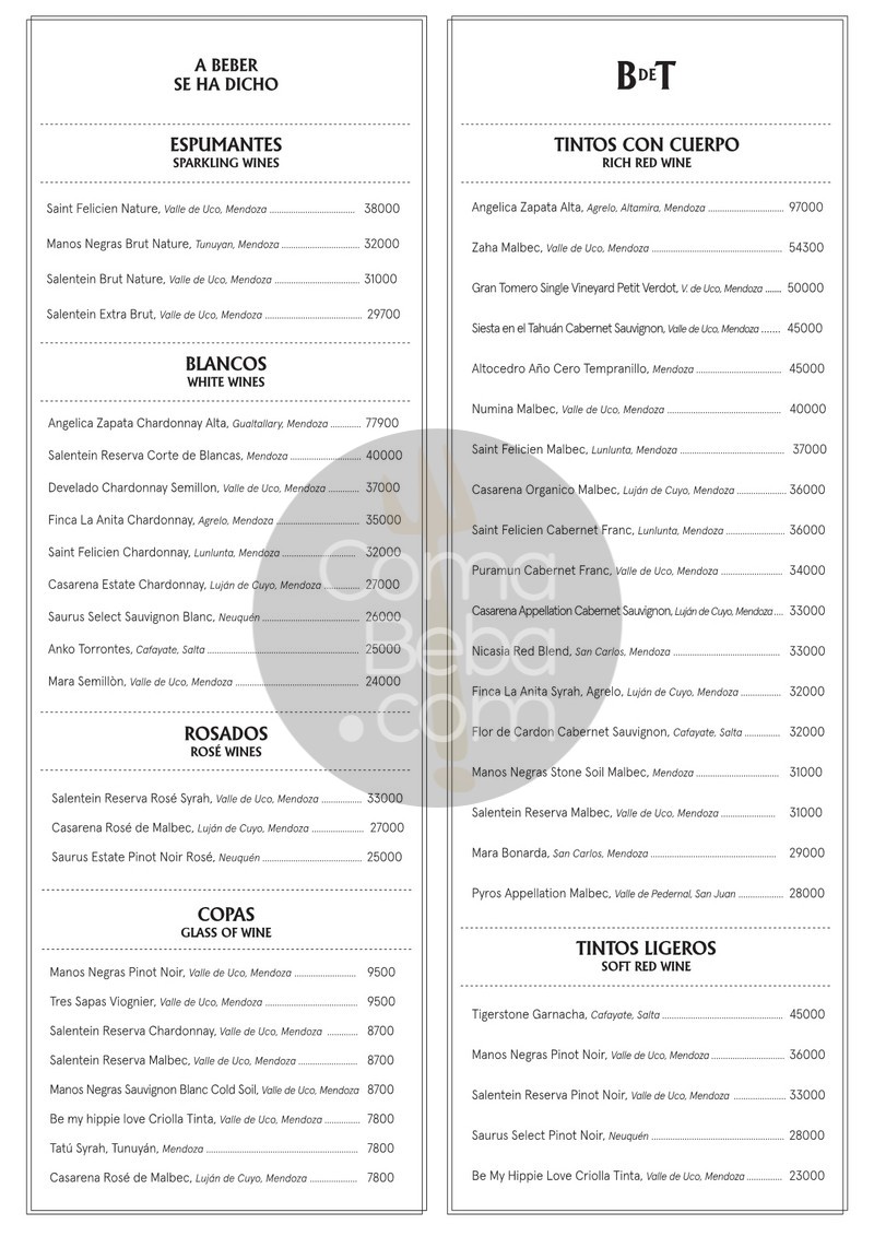 Boca de Toro Carta con Precios p5