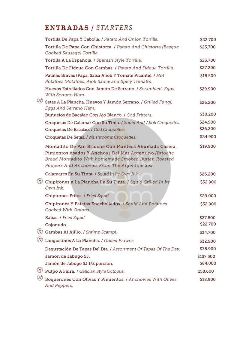 El Burladero Menu with Prices p2