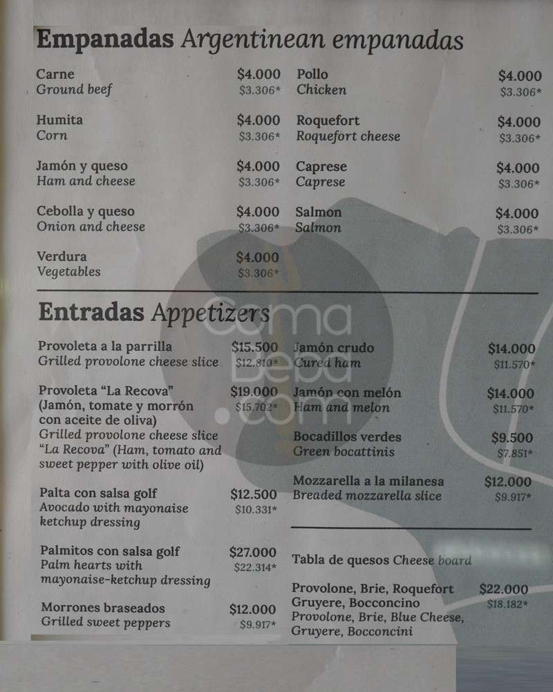 El Mirasol Menu with Prices p2