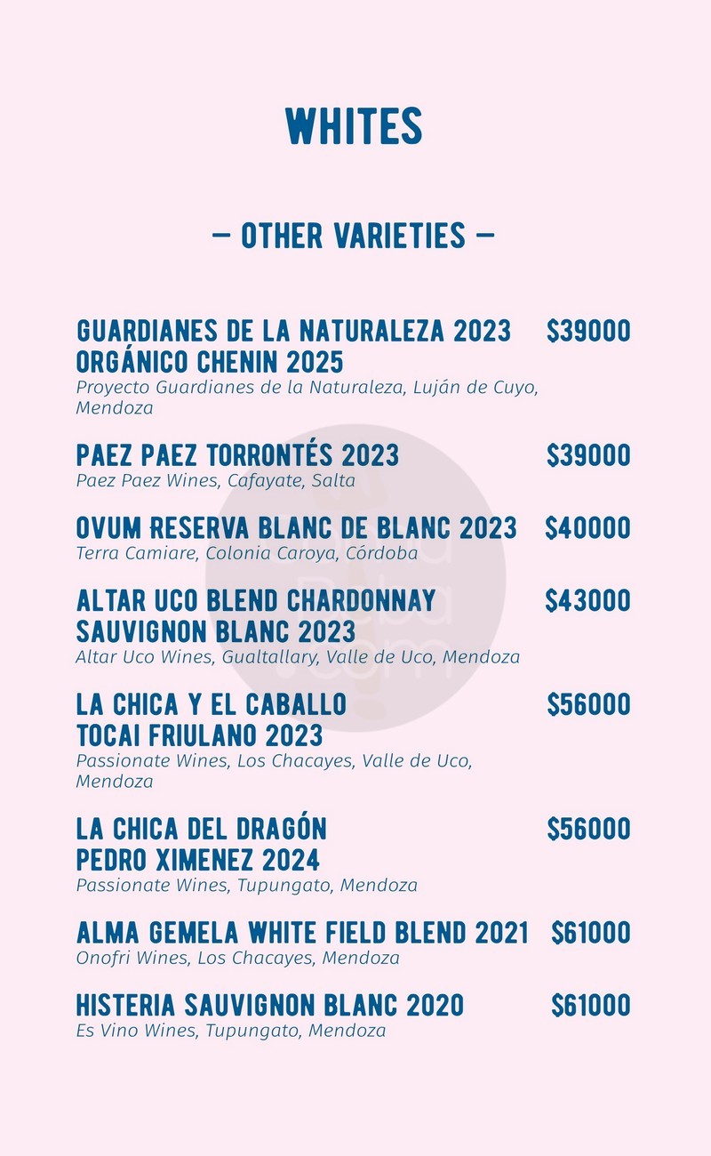 Florería Atlántico Wine List p2