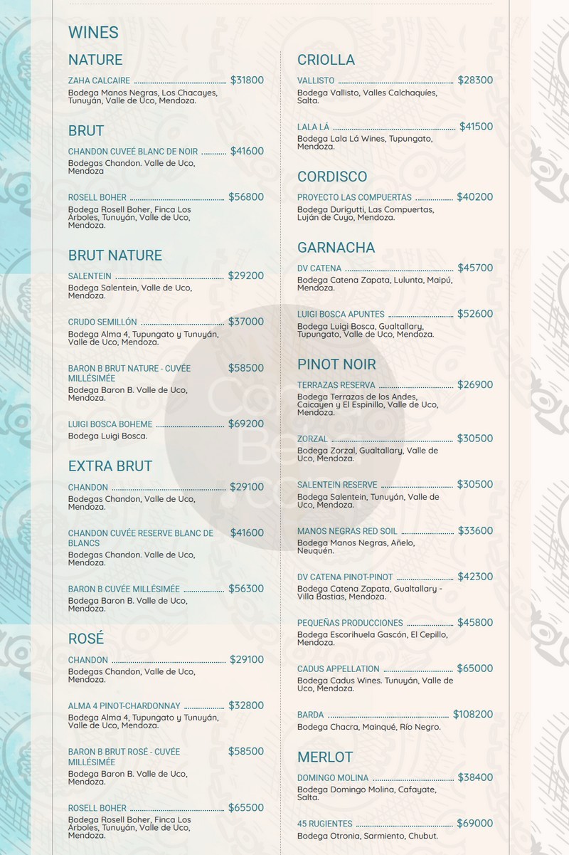 La Mar Buenos Aires Carta de Vinos p1