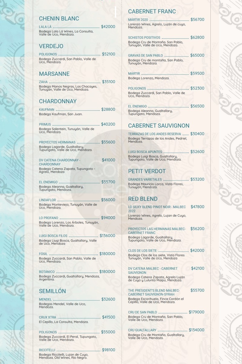 La Mar Buenos Aires Carta de Vinos p3