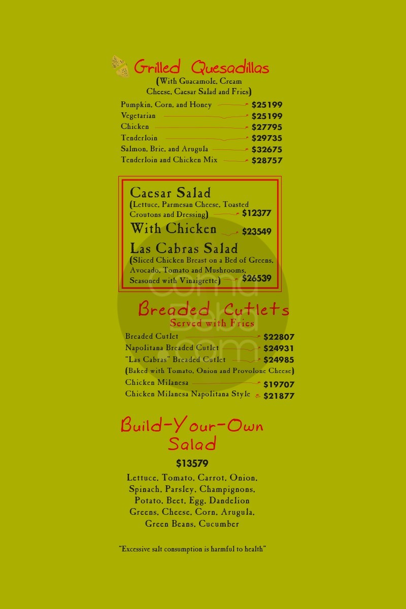 Las Cabras Menu p2