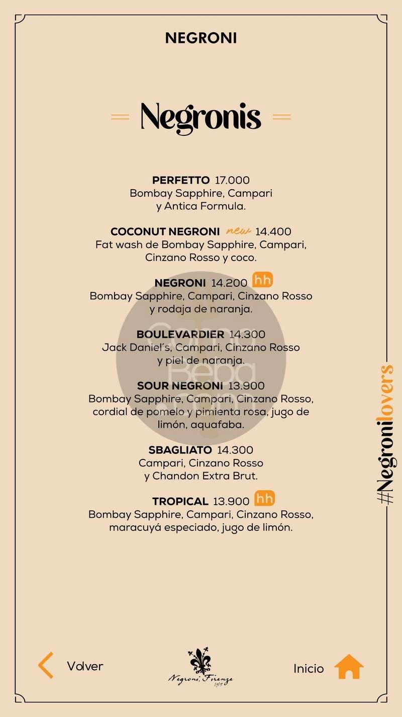Negroni Recoleta Menu with Prices p13