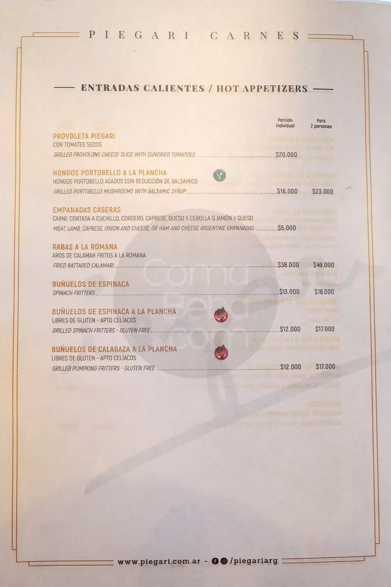 Piegari Carnes Menu with Prices p3