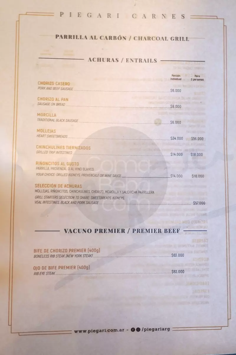 Piegari Carnes Menu with Prices p5