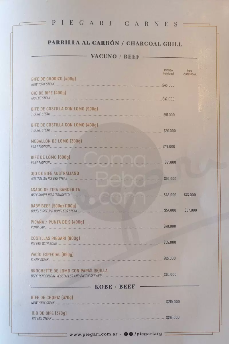 Piegari Carnes Menu with Prices p6