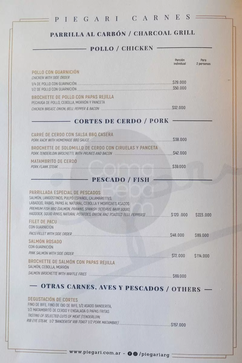 Piegari Carnes Menu with Prices p7