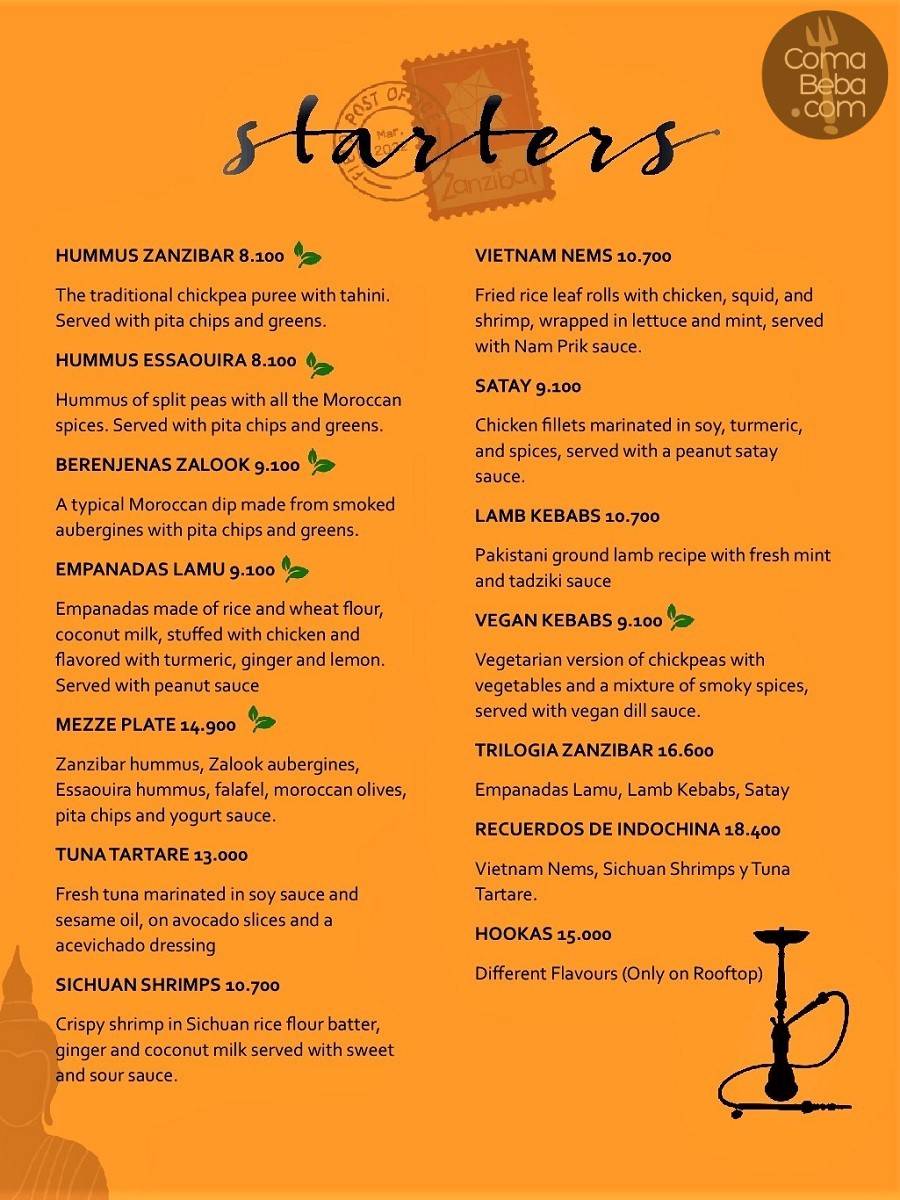 Zanzíbar – Menu p1