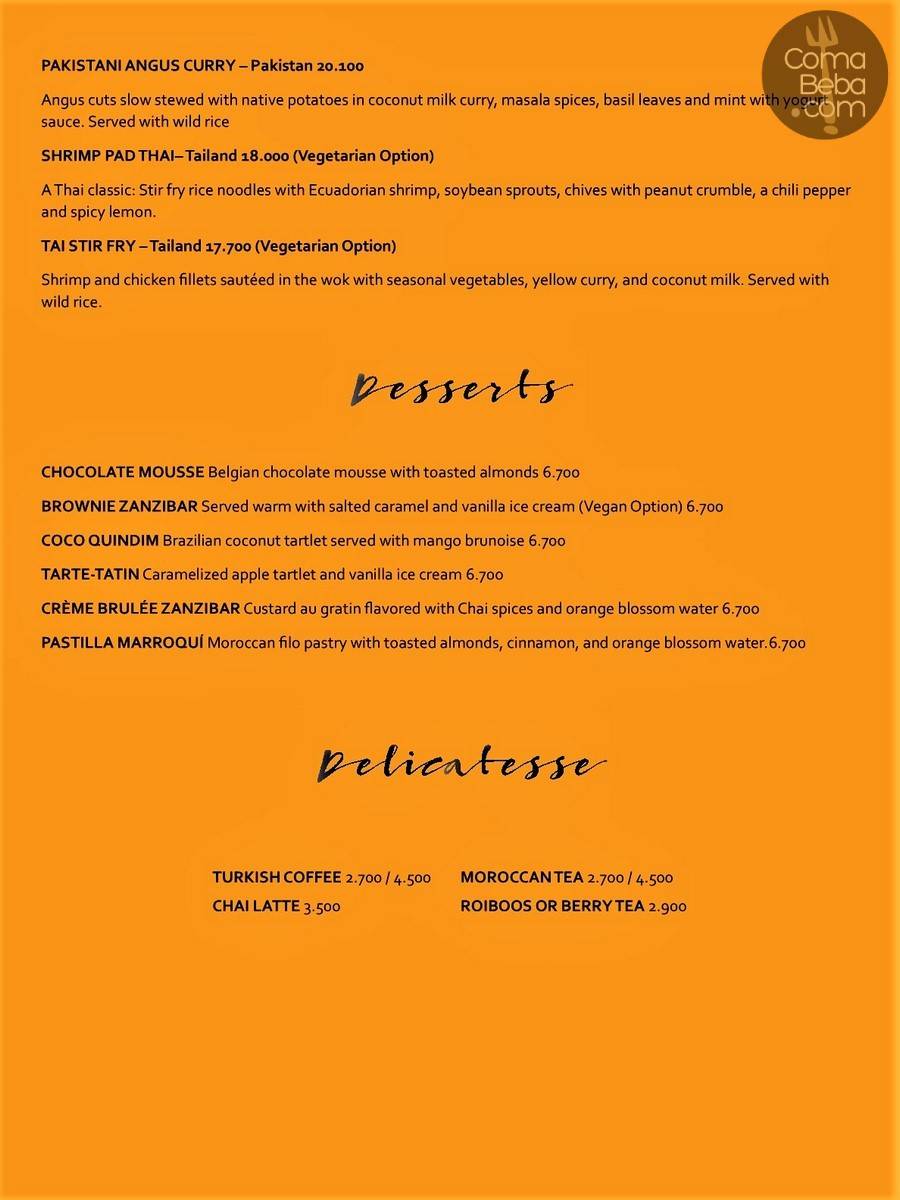 Zanzíbar – Menu p3