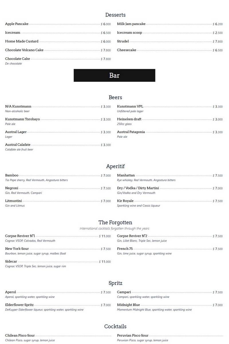 Happening Santiago Menu p3