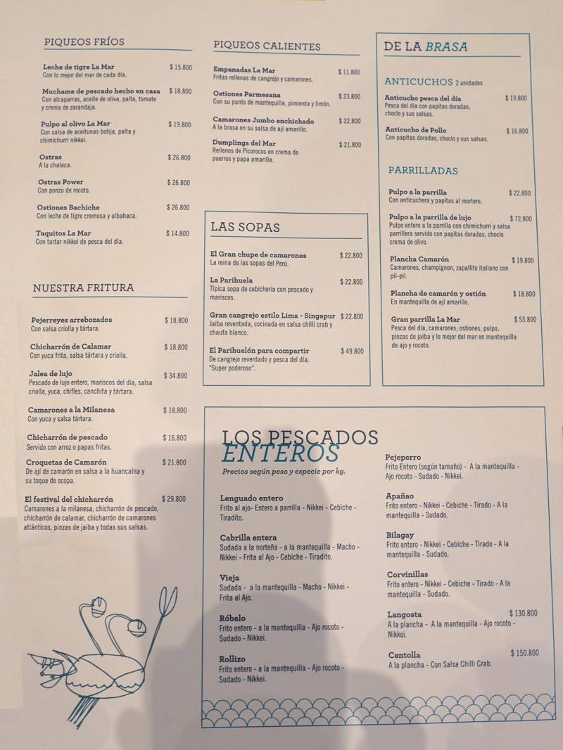 La Mar Santiago Menu p2