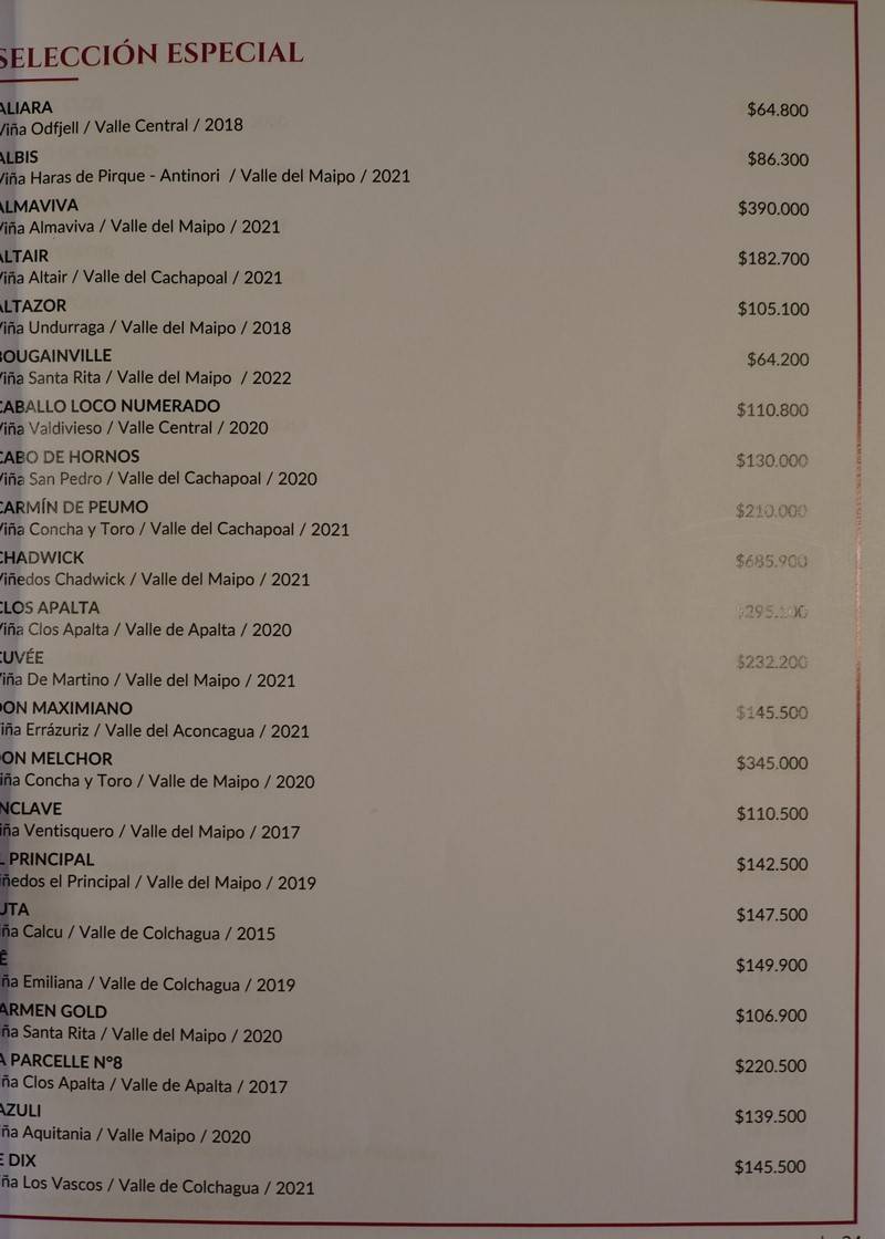 Rubaiyat Steakhouse Santiago Menu p20