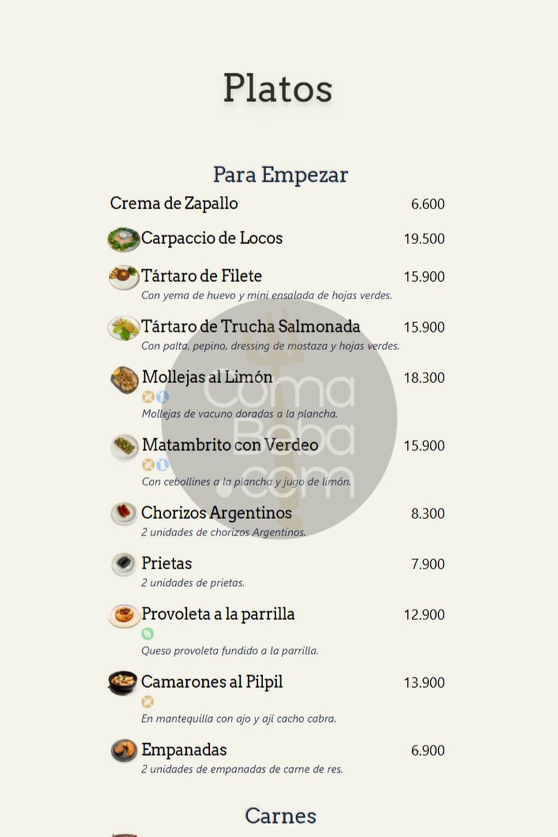 Don Carlos Menu with Prices
