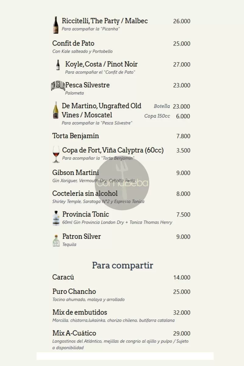 Happening Santiago Menu p2
