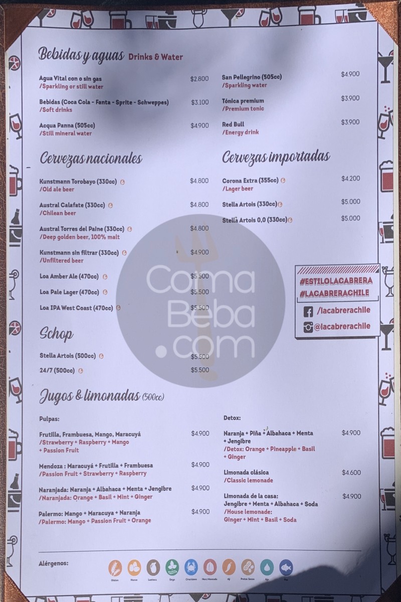 La Cabrera Menu with Prices Oct-2025