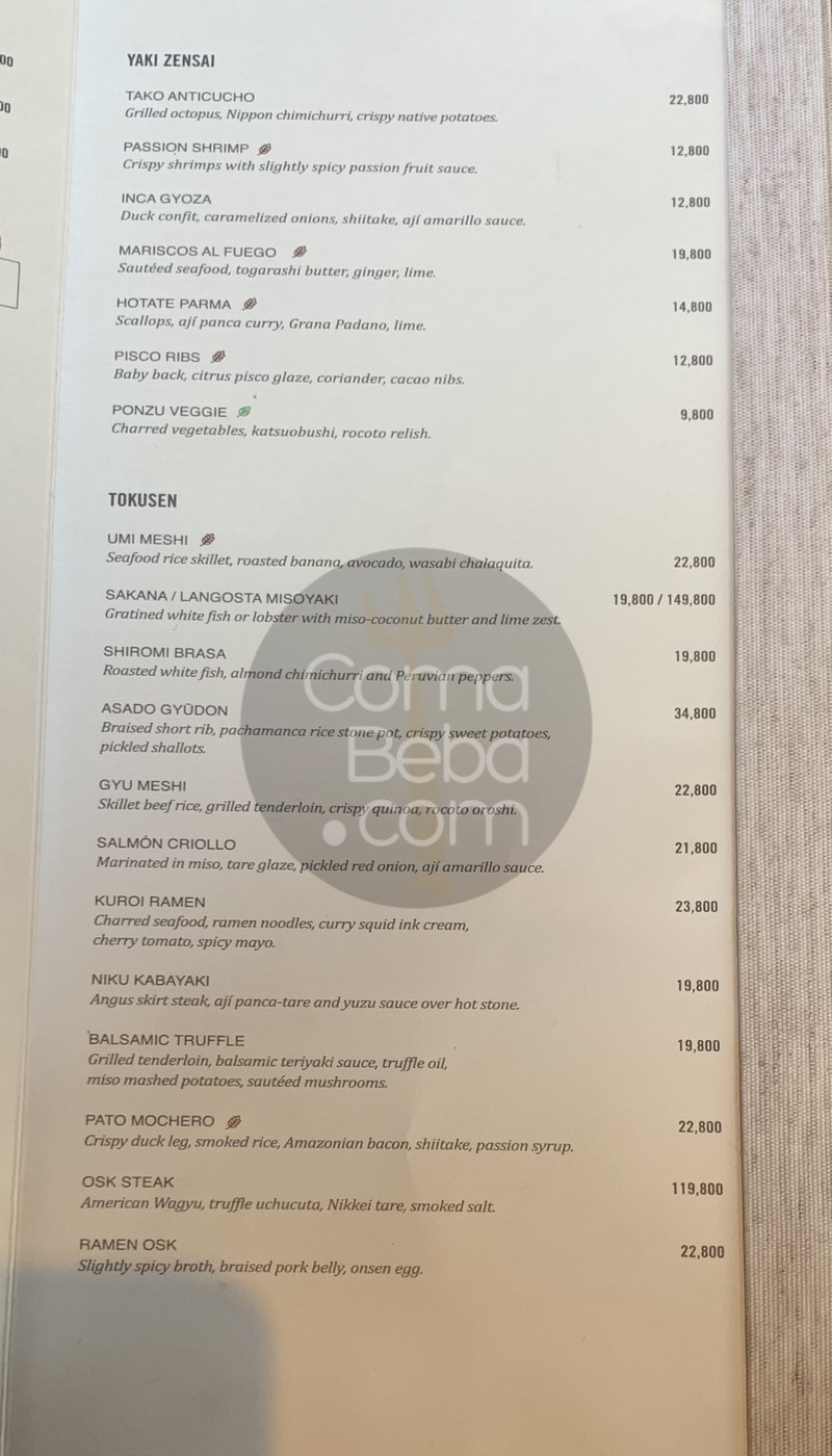 Osaka Santiago – Carta con Precios p6