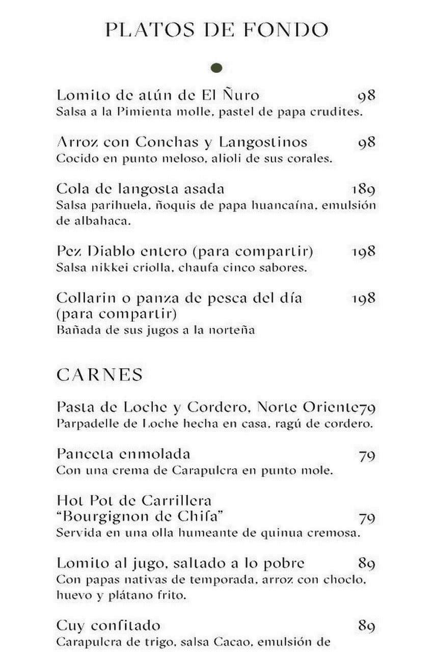 Astrid y Gastón Menu with Prices p4