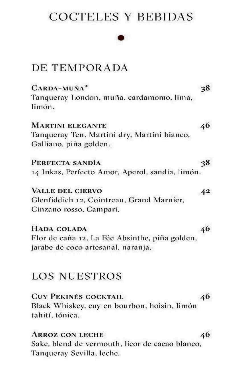 Astrid y Gastón Menu with Prices p8