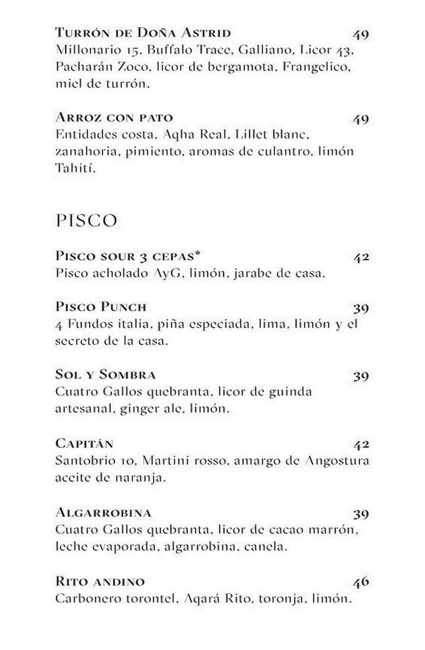 Astrid y Gastón Menu with Prices p9