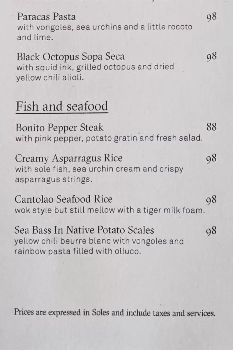 Astrid y Gastón Menu with Prices p6