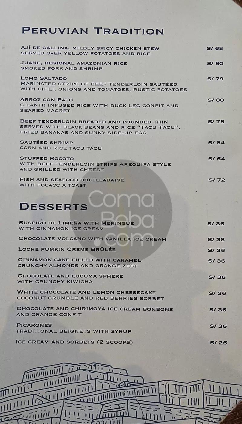 Huaca Pucllana Menu with Prices p3