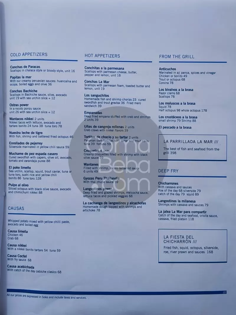 La Mar Lima Peru Menu p2