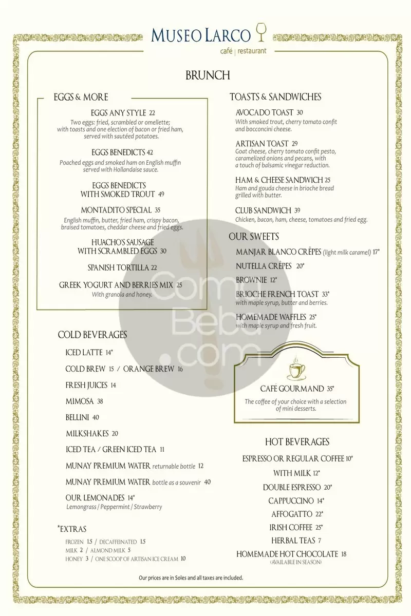Museo Larco Restaurant Menu with Prices p1