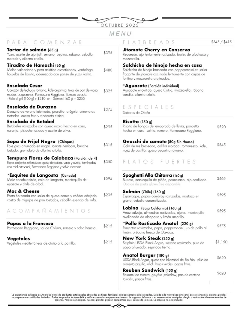 Anatol Ciudad de México Carta con precios