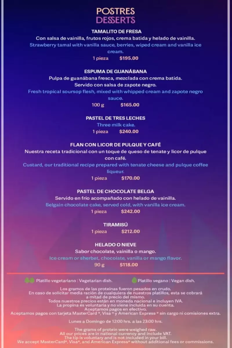 Azul – Mexico City – Menu with Prices p5