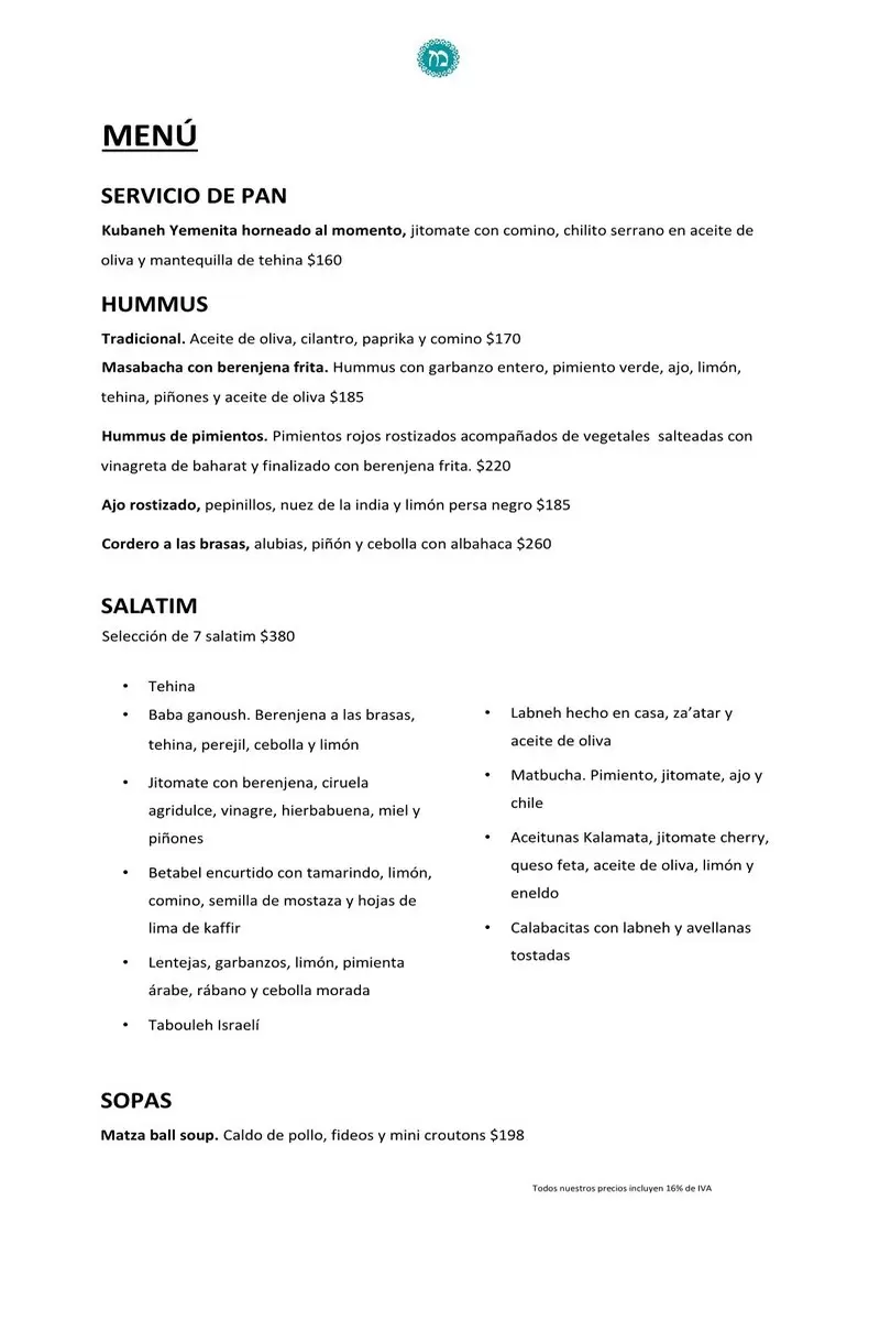Mérkava – Mexico City – Menu with Prices 2025