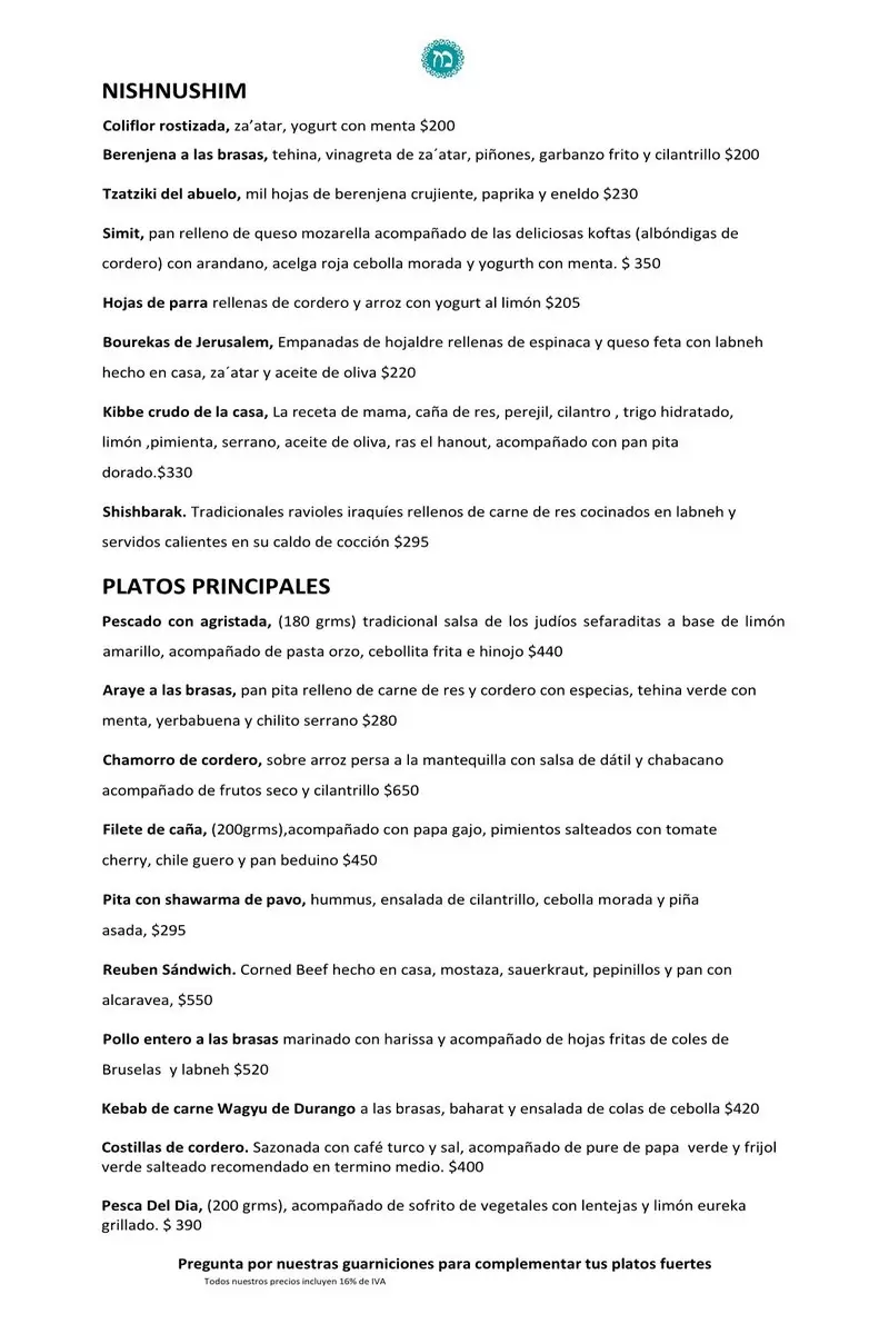 Mérkava – Mexico City – Menu with Prices p2
