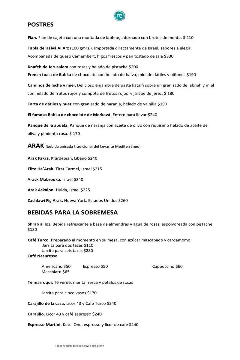 Mérkava – Mexico City – Menu with Prices p3