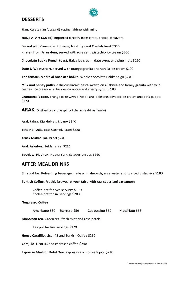 Mérkava – Mexico City – Menu with Prices p6