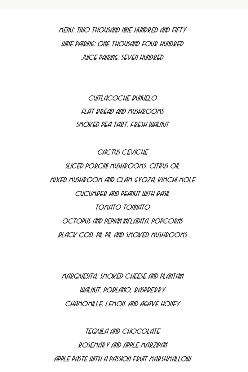 Sud 777 – Mexico City – Menu with Prices 2025